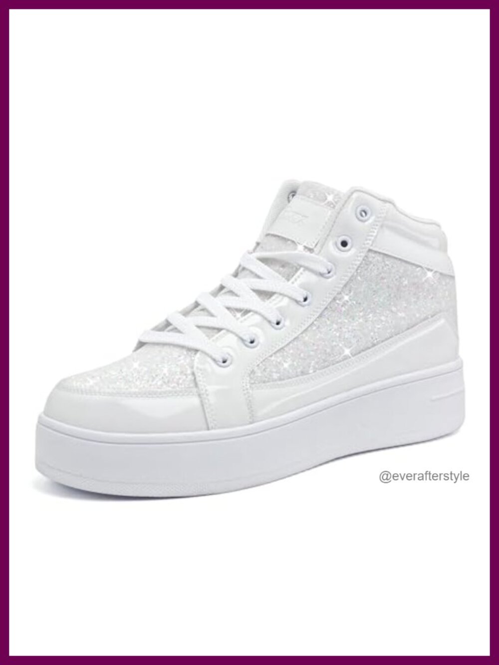 Glitter High Top Sneakers Lace-Up Rubber Sole Women's Platform